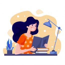 happy-woman-study-free-vector