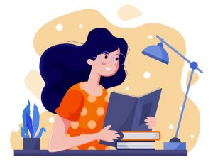 happy-woman-study-free-vector